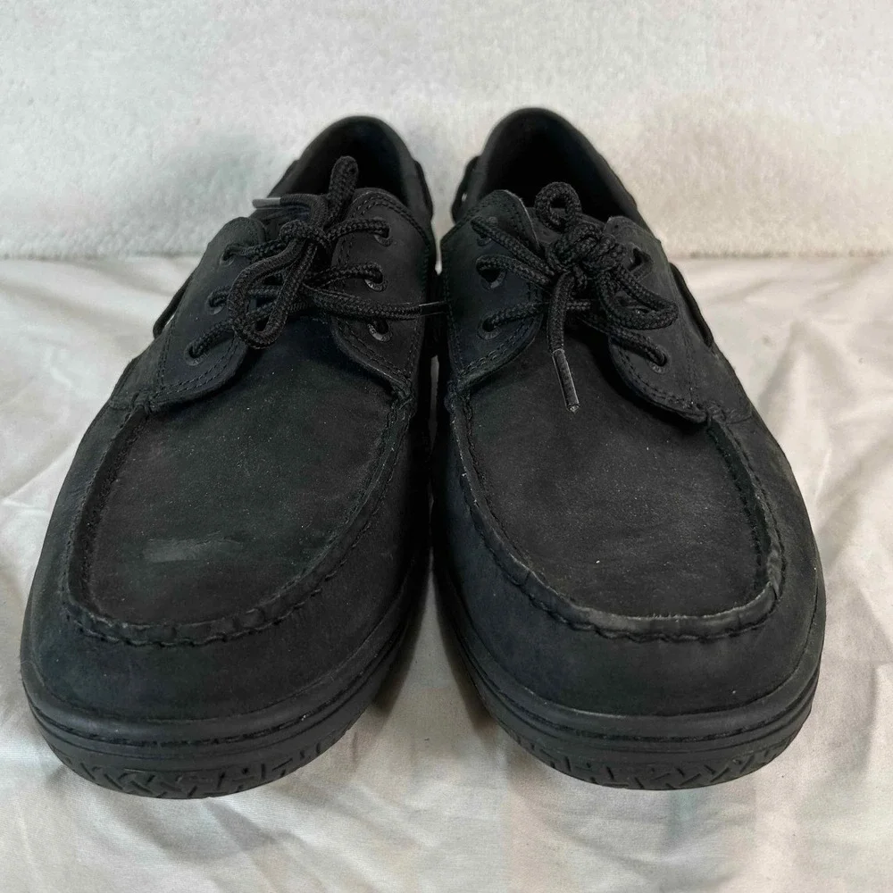 Sperry Mens Size 13 Boat Shoes Leather Lace Up Casual Comfort Loafers Black